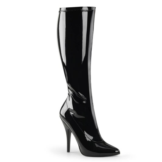 Pleaser SEDUCE-2000 Kniestiefel Lack Schwarz EU-37 / US-7