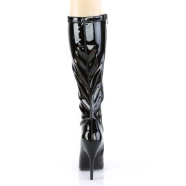 Pleaser SEDUCE-2000 Kniestiefel Lack Schwarz EU-38 / US-8