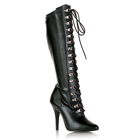 Pleaser SEDUCE-2024 Kniestiefel Kunstleder Schwarz EU-43 / US-13