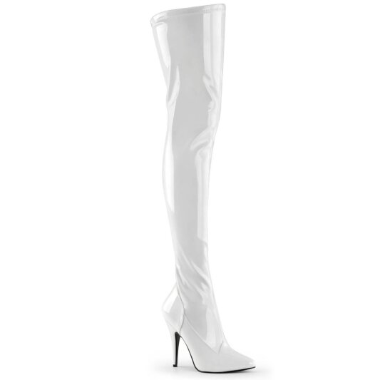 Pleaser SEDUCE-3000 Overknee Stiefel Lack Weiß EU-37 / US-7
