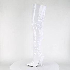 Pleaser SEDUCE-3010 Overknee Stiefel Lack Weiß EU-43 / US-13