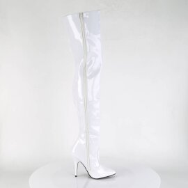 Pleaser SEDUCE-3010 Overknee Stiefel Lack Weiß EU-43 / US-13