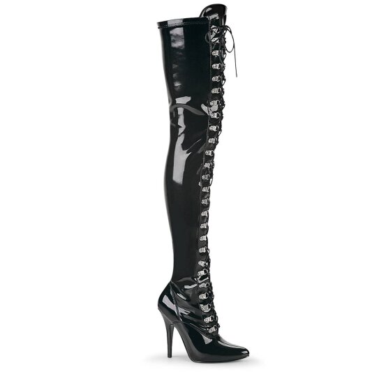Pleaser SEDUCE-3024 Overknee Stiefel Lack Schwarz EU-38 / US-8
