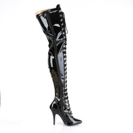 Pleaser SEDUCE-3024 Overknee Stiefel Lack Schwarz EU-38 / US-8