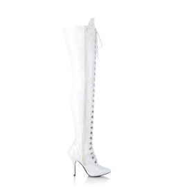 Pleaser SEDUCE-3024 Overknee Stiefel Lack Weiß EU-43 / US-13