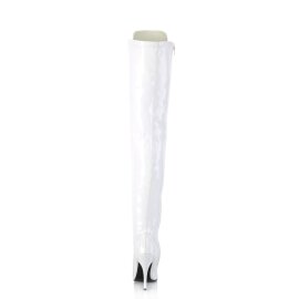 Pleaser SEDUCE-3024 Overknee Stiefel Lack Weiß EU-36 / US-6