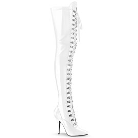 Pleaser SEDUCE-3024 Overknee Stiefel Lack Weiß...