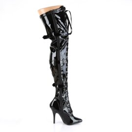 Pleaser SEDUCE-3028 Overknee Stiefel Lack Schwarz EU-38 / US-8