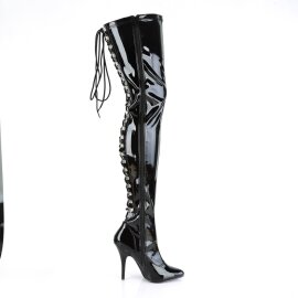 Pleaser SEDUCE-3063 Overknee Stiefel Lack Schwarz EU-37 / US-7