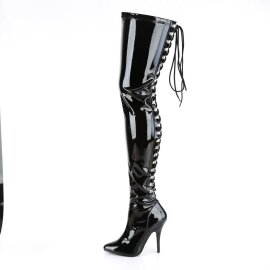 Pleaser SEDUCE-3063 Overknee Stiefel Lack Schwarz EU-38 / US-8