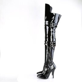 Pleaser SEDUCE-3080 Overknee Stiefel Lack Schwarz EU-38 / US-8