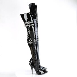 Pleaser SEDUCE-3080 Overknee Stiefel Lack Schwarz EU-38 / US-8