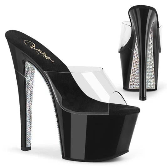 Pleaser SKY-301CRS Plateau Pantoletten Transparent Schwarz EU-35 / US-5