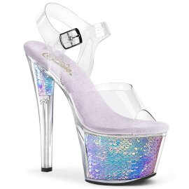 Pleaser SKY-308MC Plateau Stiefelette Transparent Blau...