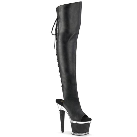 Pleaser SPECTATOR-3019 Plateau Overknee Stiefel Kunstleder Schwarz EU-38 / US-8