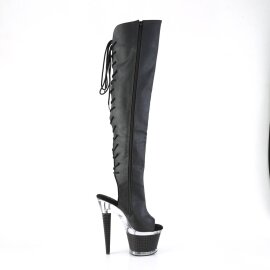 Pleaser SPECTATOR-3019 Plateau Overknee Stiefel Kunstleder Schwarz EU-38 / US-8