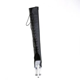 Pleaser SPECTATOR-3019 Plateau Overknee Stiefel Leder Chrom Schwarz EU-36 / US-6