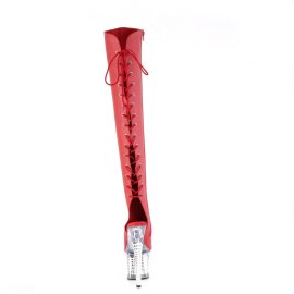 Pleaser SPECTATOR-3019 Plateau Overknee Stiefel Kunstleder Chrom Rot EU-37 / US-7