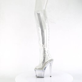 Pleaser SPECTATOR-3019C Plateau Overknee Stiefel Transparent EU-38 / US-8