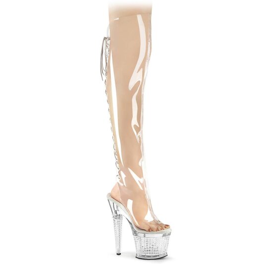 Pleaser SPECTATOR-3019C Plateau Overknee Stiefel Transparent EU-39 / US-9