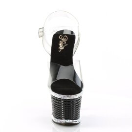 Pleaser SPECTATOR-708RS Plateau Sandaletten Strass Silber...