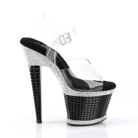 Pleaser SPECTATOR-708RS Plateau Sandaletten Strass Silber EU-39 / US-9