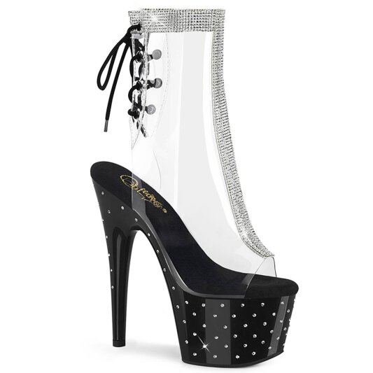 Pleaser STARDUST-1018C-2RS Plateau Stiefeletten Transparent Schwarz EU-35 / US-5