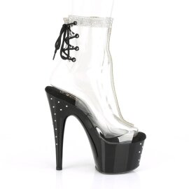 Pleaser STARDUST-1018C-2RS Plateau Stiefeletten Transparent Schwarz EU-35 / US-5