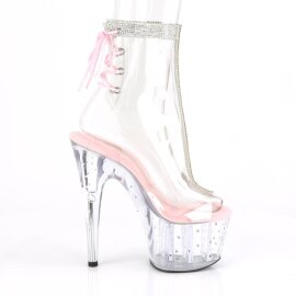 Pleaser STARDUST-1018C-2RS Plateau Stiefeletten Transparent Rosa EU-40 / US-10