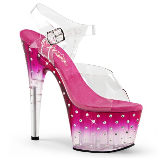 Pleaser STARDUST-708T Plateau Sandaletten Transparent Pink EU-40 / US-10