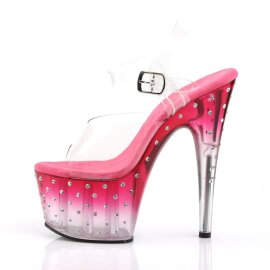 Pleaser STARDUST-708T Plateau Sandaletten Transparent Pink EU-40 / US-10