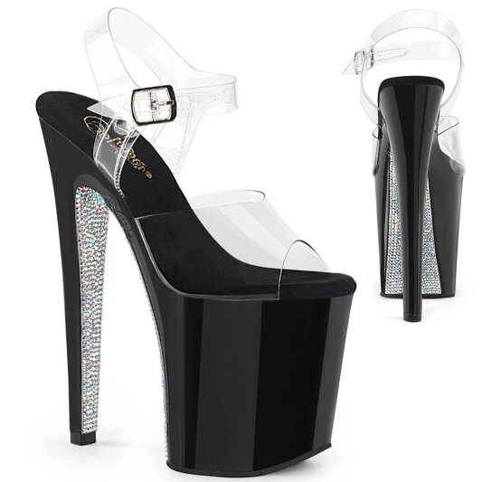 Pleaser XTREME-808CRS Plateau Sandaletten Transparent Schwarz EU-35 / US-5