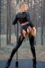 Paradise Chick Leggings Superhero Sticky Garter Leopard Schwarz L
