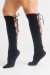 Zasha Polewear Lace Back Knee High Stocking Black