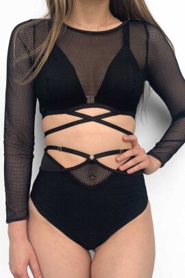 Lunalae Langarmtop Sasha Mesh Schwarz S
