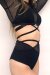 Lunalae Shorts High Waist Claire Mesh Cut Out Schwarz S