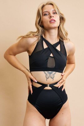 Lunalae Top Katherine Cross Over Schwarz M