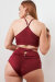 Lunalae Shorts High Waist Bailey Adjustable Cut Out Weinrot S