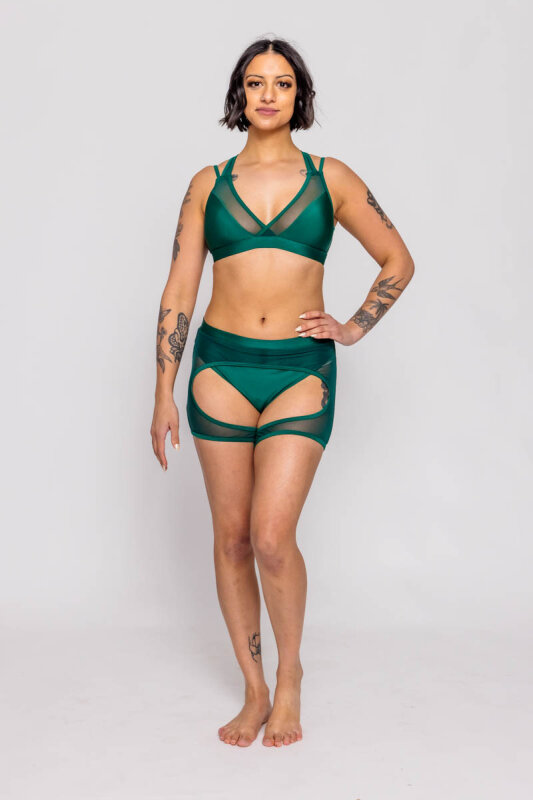 AMBR Designs Sculp Crop Top Emerald M