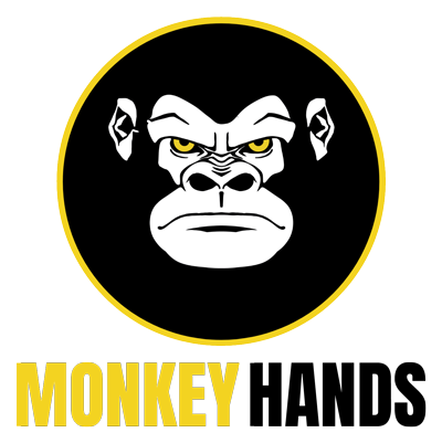 Monkey Hands Grip Logo auf weißem Hintergrund